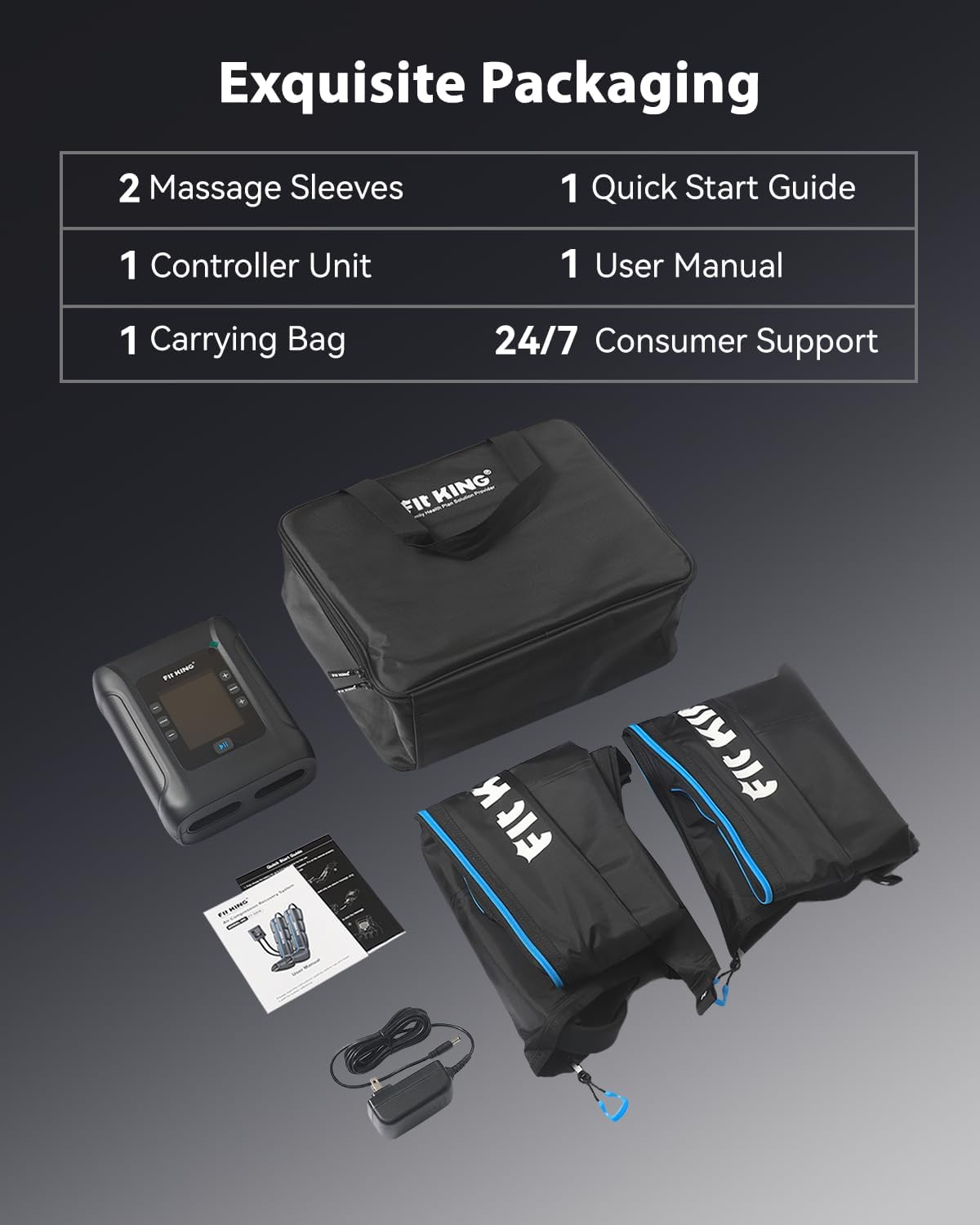 FIT KING Air Compression Leg Massager Recovery System Cordless M | FSA-HSA, Professional Compression Boots, Leg Compression, Sequential Compression Therapy, Fast Athlete Recovery & Circulation