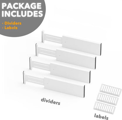 SpaceAid Bamboo 4 Pack Dresser Drawer Dividers, 4.65“ High Adjustable 12.5“-17” Drawer Organizers, Expandable Organization for Clothing, Clothes, Dressers, Black