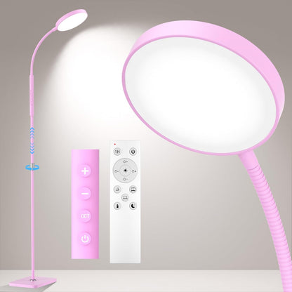 PACOVY Floor Lamp, Adjustable Height Floor Lamps for Living Room Bedroom, 120 LED Super Bright Standing Lamp Remote & Touch Control Dimmable Gooseneck Tall Stand Reading Lamp for Office Craft, Black