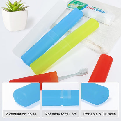 Mulbozy 4 Packs Portable Travel Toothbrush Case, Breathable Plastic Toothbrush Holder for Home, Travel, Business, Camping, School
