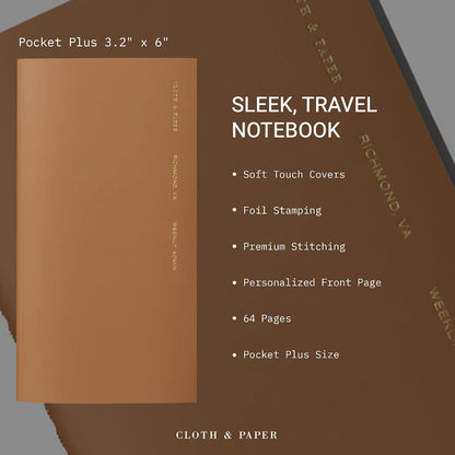 Cloth & Paper Travel Notebook | Daily Wellness Planner – Smoked Salt | Pocket Plus Wellness Planner 3.2" x 6" | Habit Tracker & Self Care Journal for Goals, Gratitude & Reflection – Soft Touch Cover