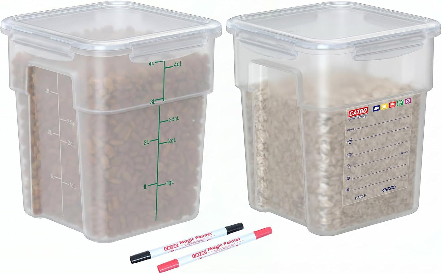 2 Pack 18 QT BPA-Free Translucent Polypropylene Airtight Food Storage Containers, Labeling Area, Stackable Bulk Storage for Flour, Rice, Sugar & Pet Food