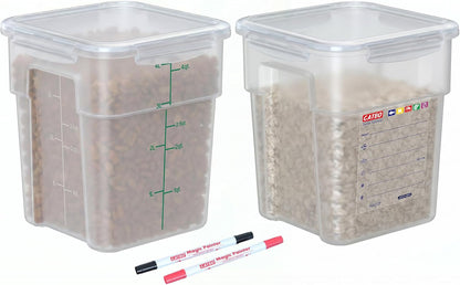 2 Pack 18 QT BPA-Free Translucent Polypropylene Airtight Food Storage Containers, Labeling Area, Stackable Bulk Storage for Flour, Rice, Sugar & Pet Food