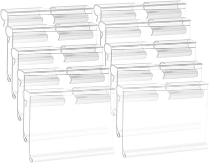 50 Pack Reusable Plastic Wire Shelf Label Holder, for Pantry Retail Merchandise Shopping Mall Store Shop Supermarket UPC Price Card Sign and Ticket Display Holder, Clip-On Design. 6cm X 4cm By NuBliss