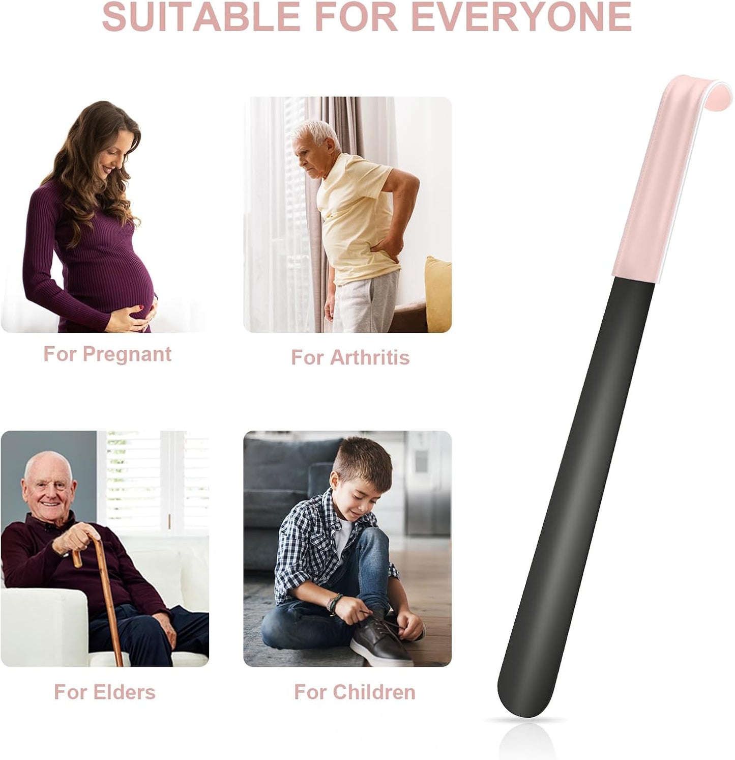 16.5 Inch Long Handle Shoe Horn for Seniors Men Women Kids, Metal Shoe Horns for Boots