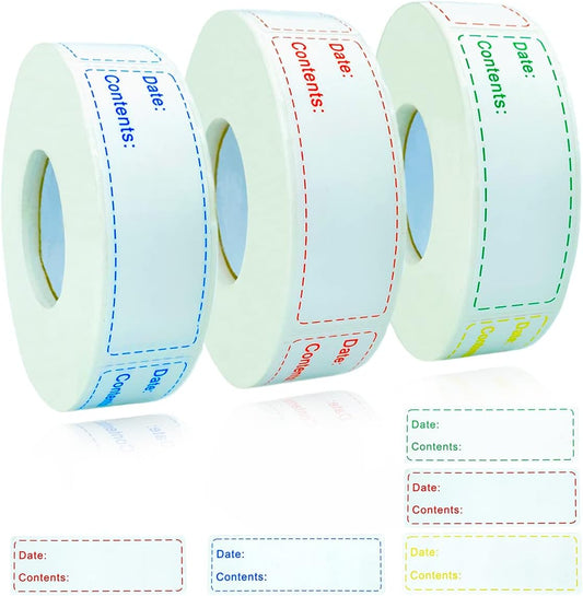 Smatagee Removable Freezer Labels,1 x 3 Inch Food Storage Stickers,Self-Adhesive Date Labels-Waterproof Oil-Resistant Easy Clean Leaves no Residue,4 Color Labels 3 Rolls