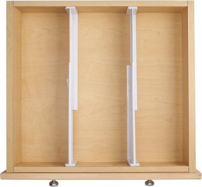mDesign Expandable Dresser Drawer Divider with Foam Ends, Drawer Divider Locks in Place, Separators for Clothing and Accessories in Closet or Dresser Drawer, Ligne Collection, 4 Pack, White