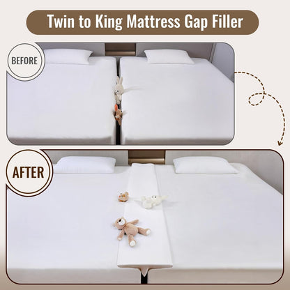 Vekkia 75”×12”Wide & Thin Split King Gap Filler for Adjustable Bed | For 1.5”–3” Gaps, Easy Install, Bed Bridge Twin XL to King, Washable Cover, Fits College Dorm, Guest Room, Hotel, Daybed