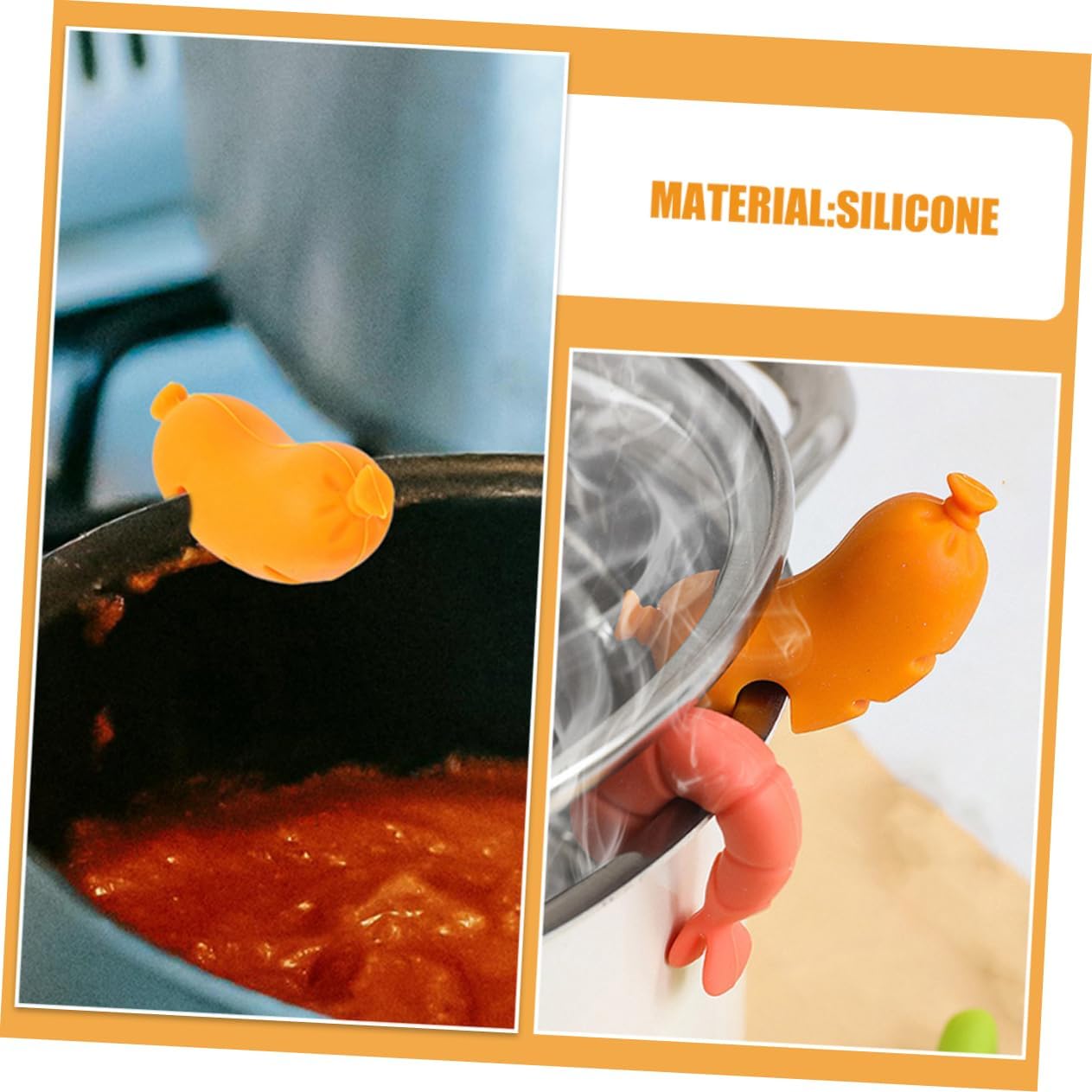 Toddmomy 2pcs Silicone Sausage Shaped Spill Stopper and Pot Lid Holder Practical Kitchen Tool to Prevent Boil over Versatile Food Cover for Cooking and Fresh Keeping for Home Use