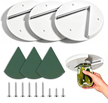 3 Pcs Under Cabinet Jar Openers for Seniors, Weak Hands, White | Easy Grip, Heavy Duty, One Handed