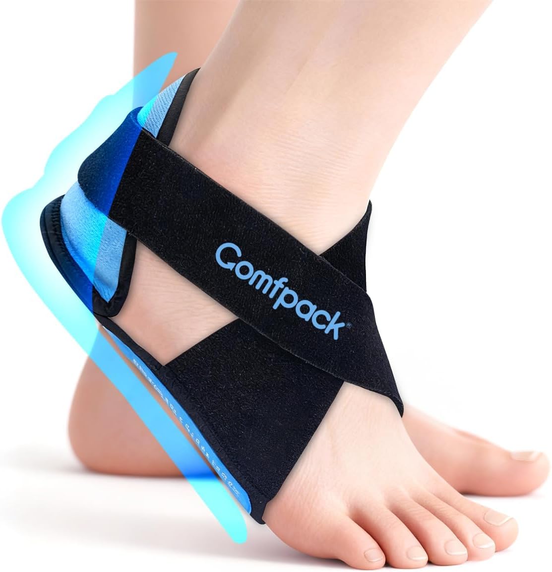 Comfpack Plantar Fasciitis Relief Ice Packs, 2PCS Heel Ice Pack Warp | Heel & Sole Gel Coverage, Adjustable Reusable Hot Cold Therapy Foot Ice Pack Wrap for Heel Spurs, Achilles Tendonitis
