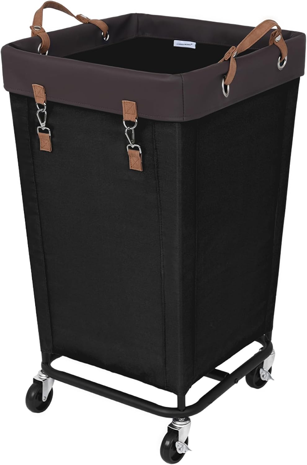StorageWorks 160L Laundry Basket with Wheels, Rolling Hampers for Clothing | Beige Laundry Basket with Wheels, Metal Frame & Handles, Rolling Hamper for Bedroom, Bathroom, Dorm, Hotel