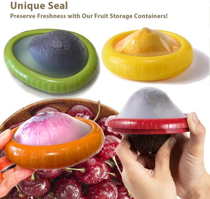 Set of 4 Reusable Storage Containers Avocado Saver Onion Keeper Tomato Holder Fruit Saver Fruit Organizer Soft Shell Food Container for Fridge Keep Fresh