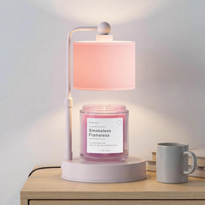 Candle Warmer Lamp with Timer, Best House Warming Gift, Height Adjustable & Dimmable Electric Candle Warmer Lamp, Includes 2 Bulbs, Birthday Gift for Women, Mom, Housewarming - Flaxen