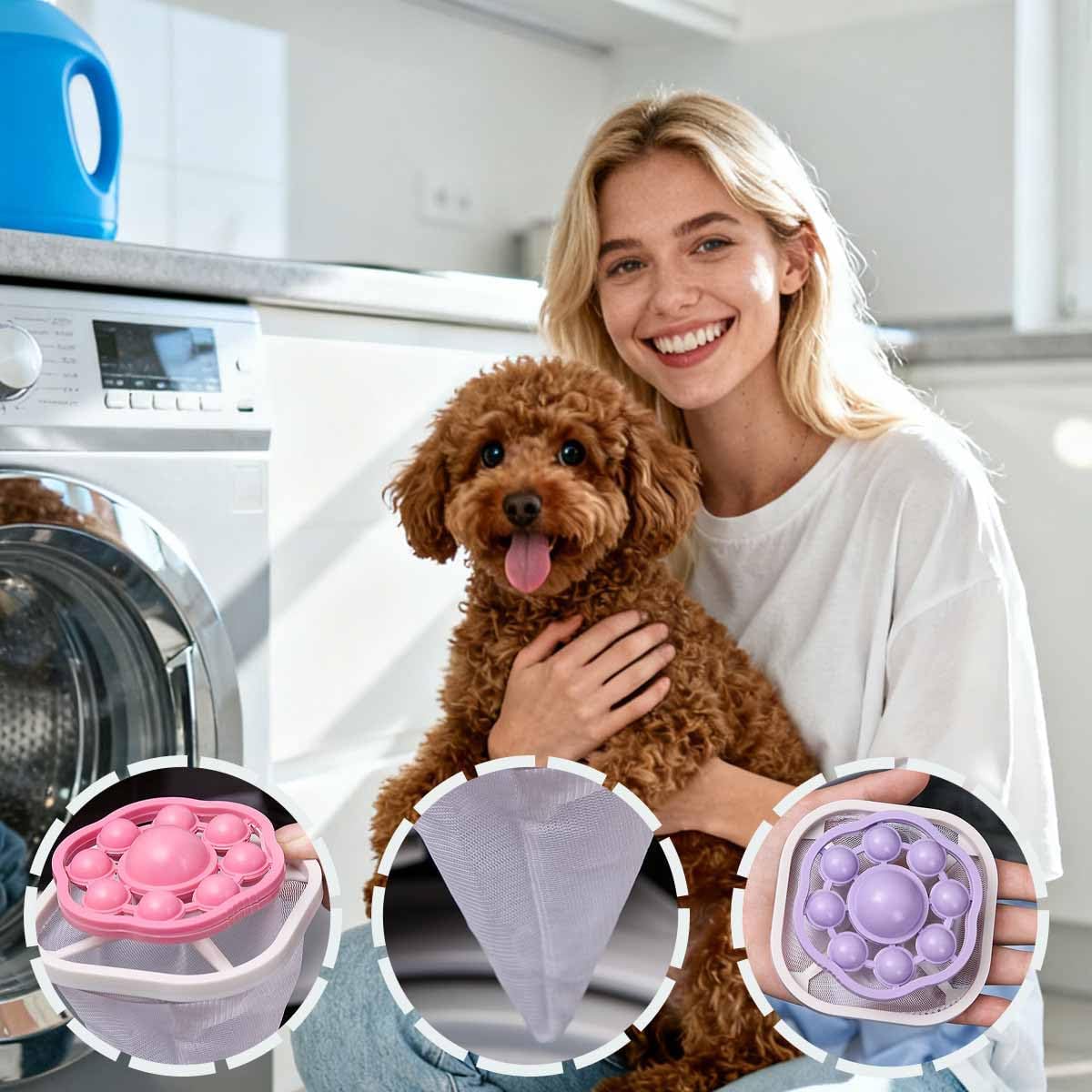 6 PCS Hair Filter Bag Floating Lint Catcher for Washing Machine Pet Hair Catcher Spherical Shape Lint Trap Cleaning Tool Reusable Washing Hair Filter Cleaning Mesh Bag Dog Cat Hair Remover for Laundry