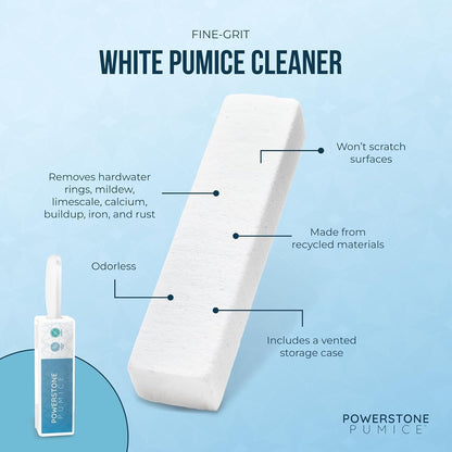 Powerstone Pumice Stone Toilet Bowl Cleaner with Handle (2-pack) - A Solution for Hard Water Stains on Toilets, Grills, Tiles, Grout & Pools
