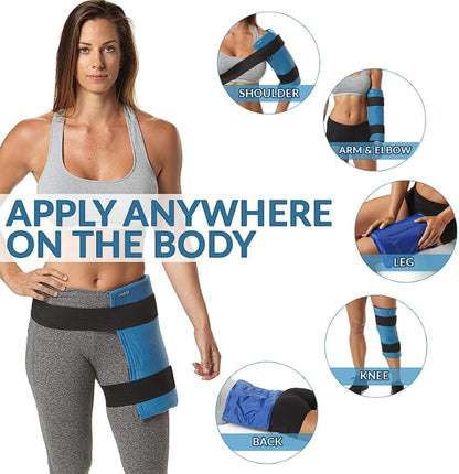 ComfiLife Knee Ice Pack with Wrap Reusable Hot & Cold Therapy Gel Pack Adjustable Compression Support for Injuries, Pain, Surgery, Arthritis, Meniscus and More