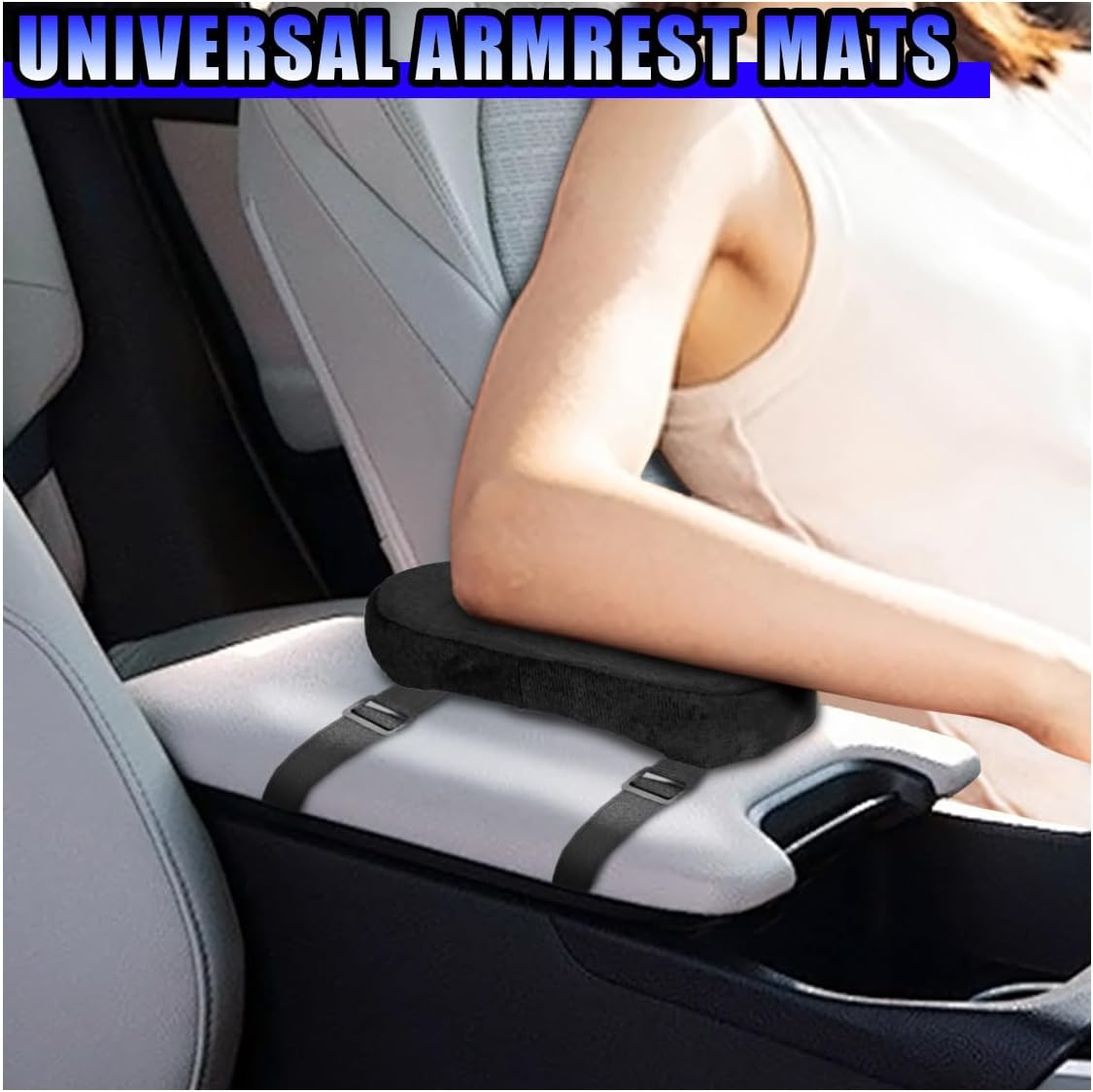 2PCS Car Elbow Pad Arm Rest Cover, Soft Armrest Cushion Pad, Black