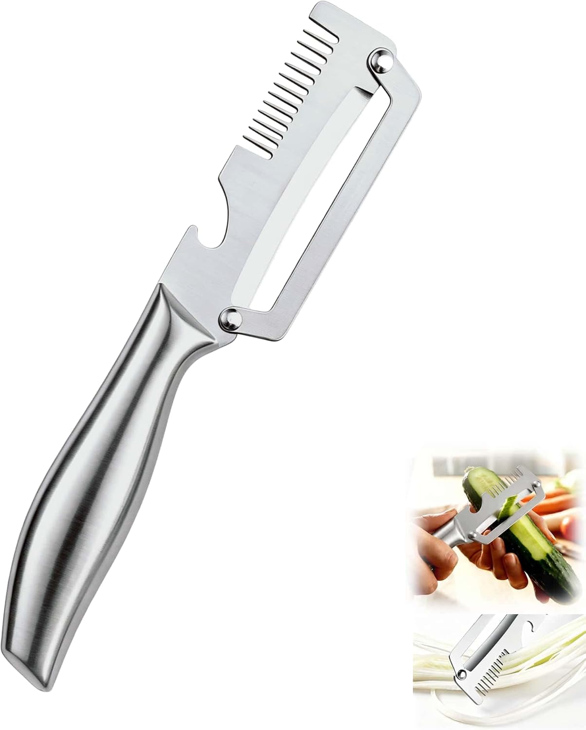 Premium Vegetable Peeler with Wooden Handle and Bottle Opener, Multi-Functional Vegetable Peeler for Fruit Pumpkin Peeling Potato and other vegetables or fruits (1pcs)