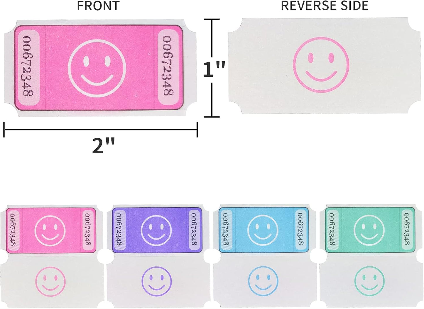 L LIKED Smile Raffle Tickets Roll 1"x2" for Events 1000 Pink | Smile Face Design, Perforated with Consecutive Numbers, Great for Entry, Class Reward & Fundraiser