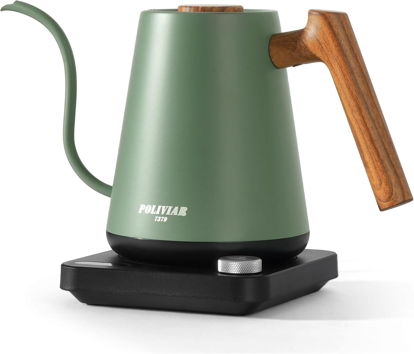 POLIVIAR Electric Gooseneck Kettle, 1350W Electric Tea Kettle Wood Pattern Handle, 34oz Pour Over Electric Kettle for Coffee & Tea, 18/8 Stainless Steel Inner, Temperature Control & Rapid Heating | 1350W, 34oz Pour Over Electric Tea Kettle for Coffee &