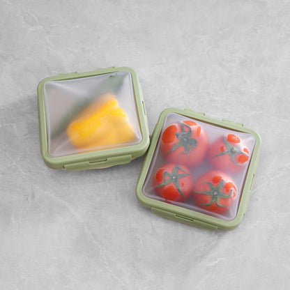 Reusable Silicone Food Storage Container with Lid Avocado Saver(6.5 cups/0.4 gal), Onion Keeper, Silicone Kitchen Organizers for Fridge