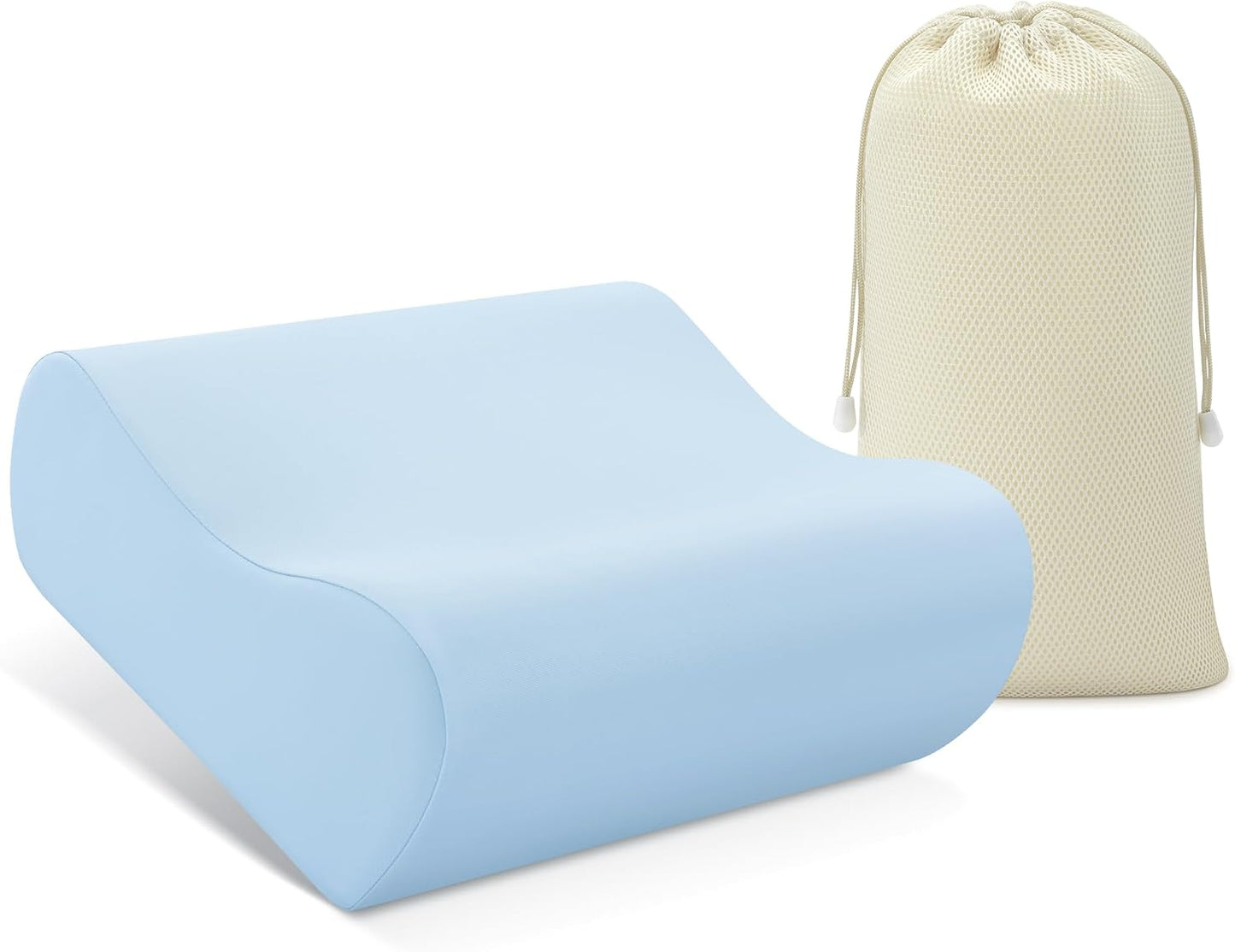 Contour Memory Foam Cervical Pillow for Neck Pain Relief, White | Orthopedic neck support | Standard size | side/back/stomach sleep | cervical alignment | two height choices | washable cover
