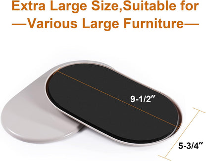 4PCS Large Furniture Sliders for Carpet and Hardwood Floors,9 1/2" x 5 3/4" | Reusable Furniture Moving Pad,Premium Furniture Movers Sliders, Oval Heavy Duty Sliders, Move Easily Protect Your Floor,Beige