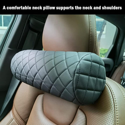 Car Neck Pillow for Pain Relief,Cars Seat Long Back Cervical Neck Support Pillow,Car Side Travel Headrest Round Roll Log Cylinder Pillows for Driving Seat,Memory Foam(Black)