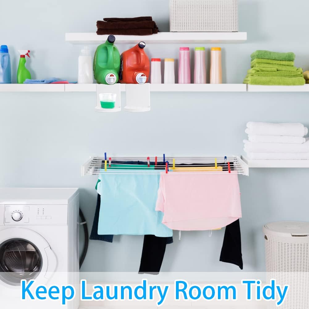 Laundry Detergent Holder 2 Pack - Detergent Cup Holder Tidy Soap Tray Dispenser Organizer Drip Fit Catcher for Fabric Softener Liquid Spigot Container Plastic Sheet Saver Stand Station Washing Set | Detergent Cup Holder, Soap Tray, Plastic Sheet Saver