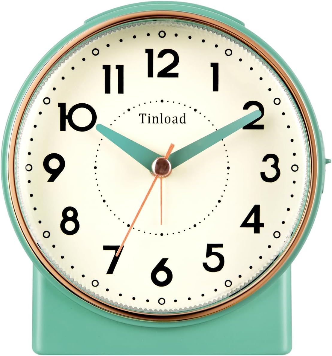 Tinload 4.3" No Ticking Analog Alarm Clock,Silent Readable for Seniors,Easy to Set,Gradual Rise Alarm,Big Numbers,On/Off Switch on Side,Gentle Wake,Snooze,Lighted on Demand,Battery Operated,Black