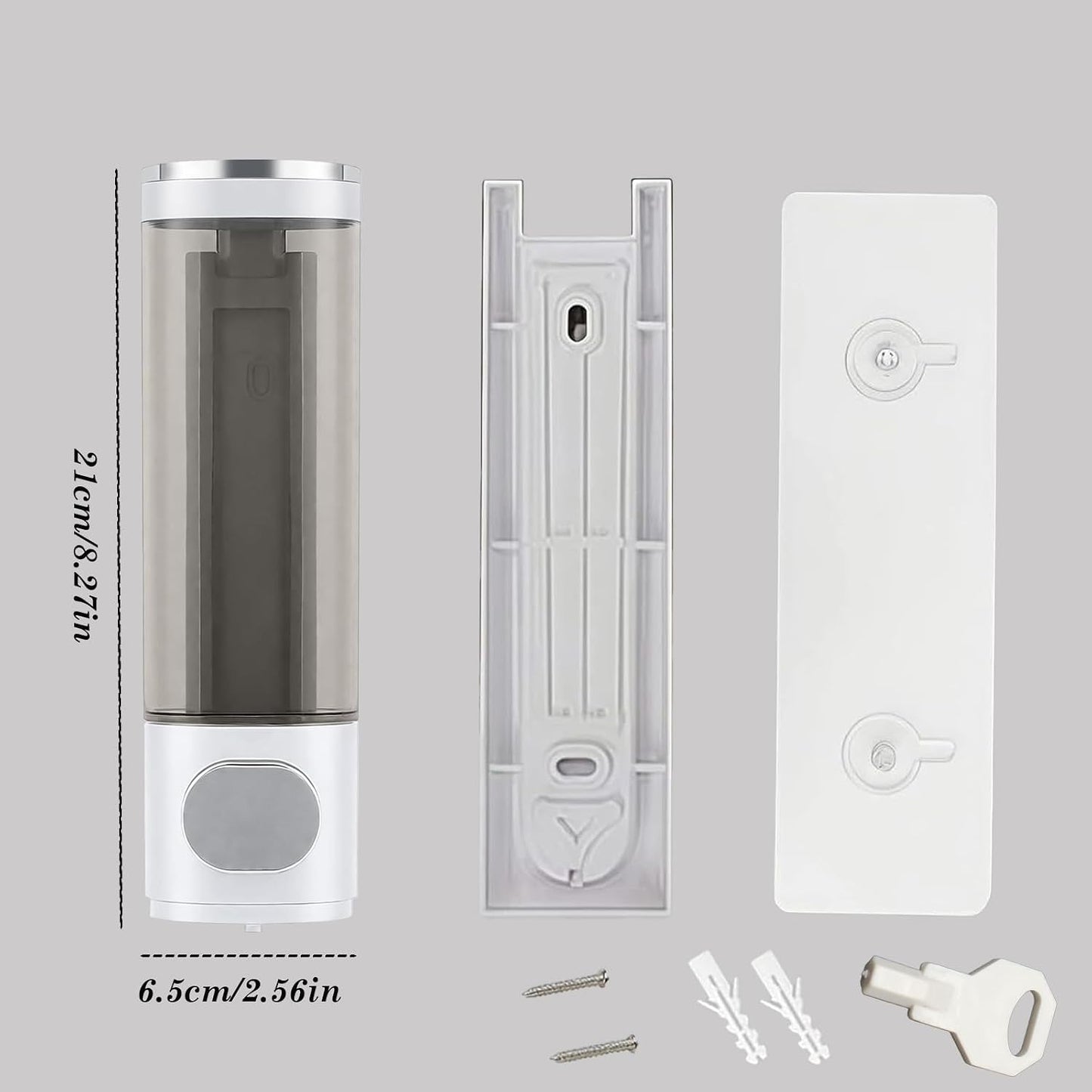 10oz/300ml Single Manual Wall Mounted Soap Dispenser, Black | Bathroom Shampoo and Conditioner Dispenser, Clear Plastic Refillable Liquid Lotion Pump Dispenser and Organizer
