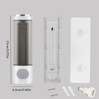 10oz/300ml Single Manual Wall Mounted Soap Dispenser, Black | Bathroom Shampoo and Conditioner Dispenser, Clear Plastic Refillable Liquid Lotion Pump Dispenser and Organizer