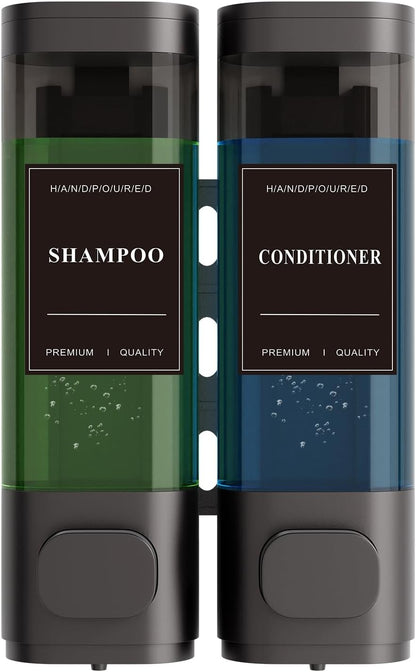 Shampoo and Conditioner Dispenser – Wall-Mounted Shower Soap Dispenser, No-Drill Installation, Lockable, 900 ml Capacity,for Bathroom & Hotel or Airbnb (Black, 3-Pack)