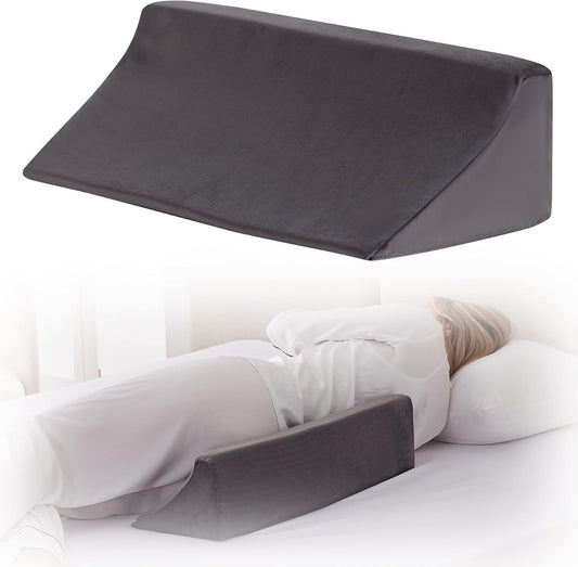 Bedluxe Knee Pillow for Back Sleeping, Leg Pillow Knee Wedge Pillow, Memory Foam Wedge Pillows for Legs Post Surgery, Triangle Pillow for Knee Support, Leg Elevation, Knees Hip Back Pain Relief, White