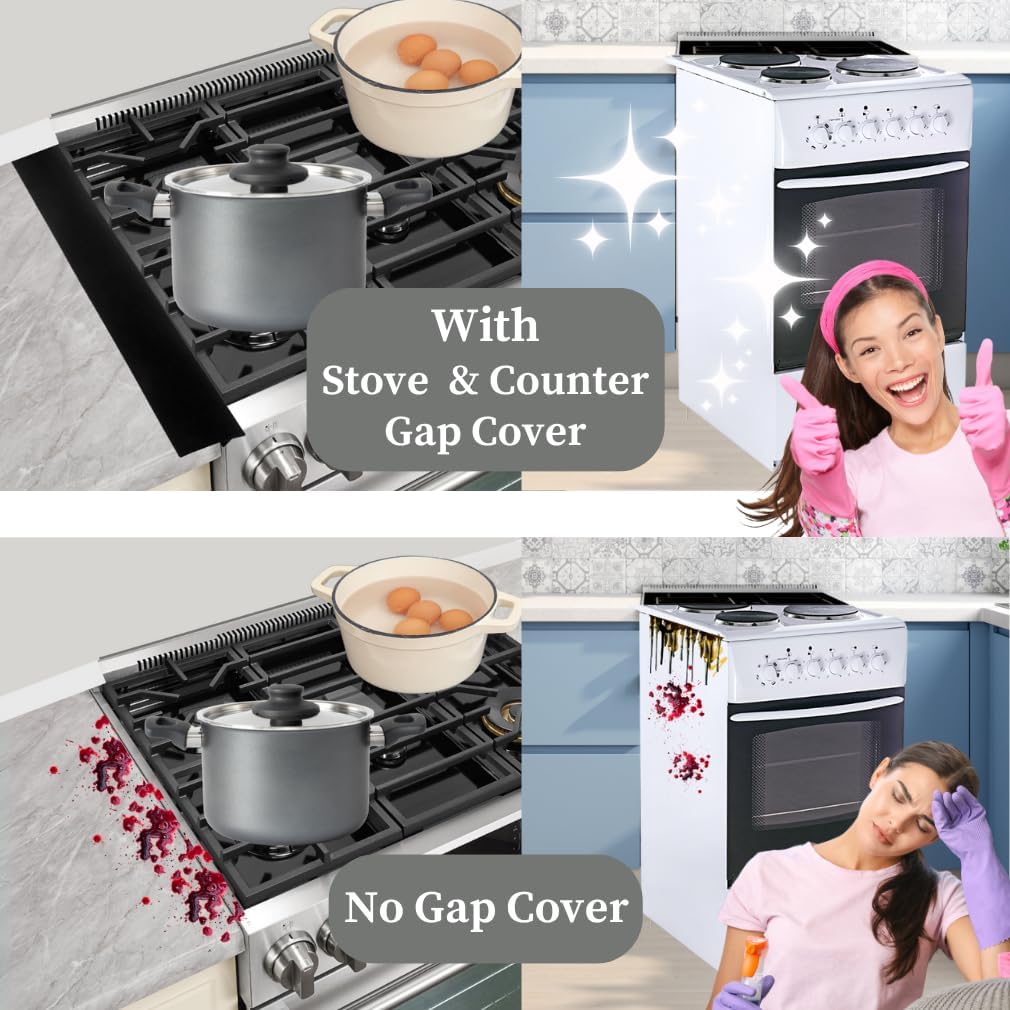 Evelots Silicone Stove Counter Gap Covers-2 Pack Gap Fillers-Kitchen Spill/Crump Guards-Heat Resistant-Flexible-30 Inch Long-Cut to Size with Scissors-Easy to Clean-Black