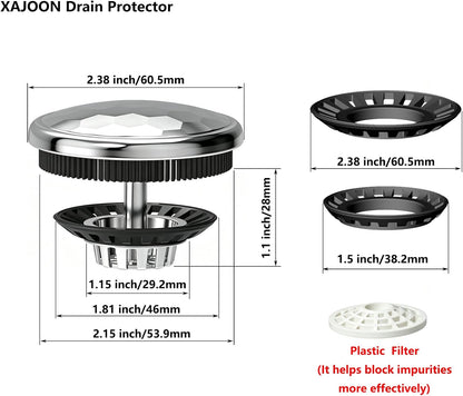 XAJOON Bathtub Drain Hair Catcher，Bathtub Protector Suitable for Bathroom Bathtub, Pop-Up Drains. (Patented Product)