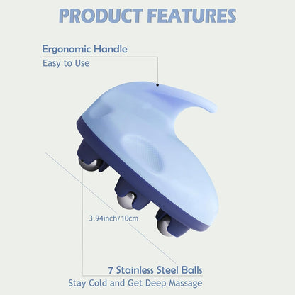 Lymphatic Massage Roller for Cellulite Remover Body Sculpting - Handheld Cellulite Massage Tool for Body Bloat Blood Circulation Lymphatic Drainage Blue