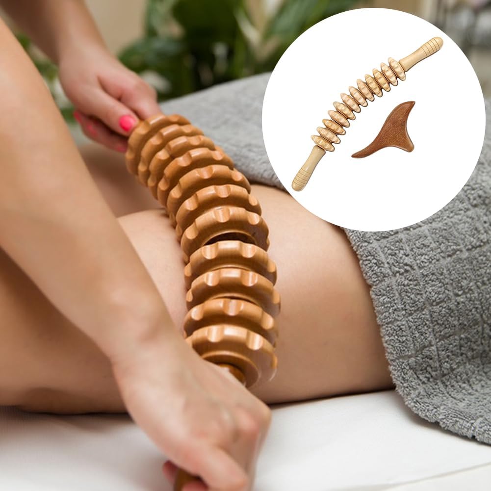 2pcs Wood Massage Roller,Manual Wooden Fascia Massage Tool