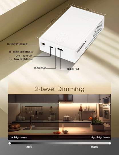 Rechargeable Motion Sensor COB Strip Light, 6000mAh Battery Operated Night Light for Closet Pantry Under Cabinet, 6.56ft, 3000K Warm White