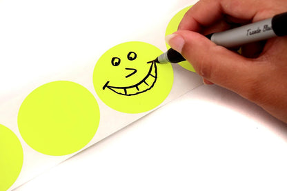 Fluorescent Green Dot Stickers, 2 Inch, 500/Roll | Writable Matte Paper Circle Stickers for Inventory, Classrooms, Offices, Retail, and Color Coding. Made in USA