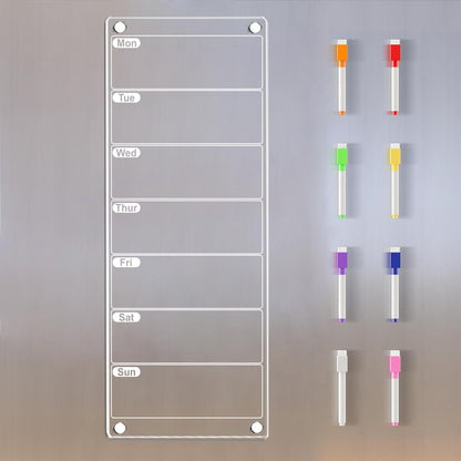 Magnetic Weekly Planner for Fridge Magnetic Menu Board for Fridge 6"x17" Weekly Menu Board Weekly Dry Erase Board Weekly Meal Planner for Fridge with 8 Markers