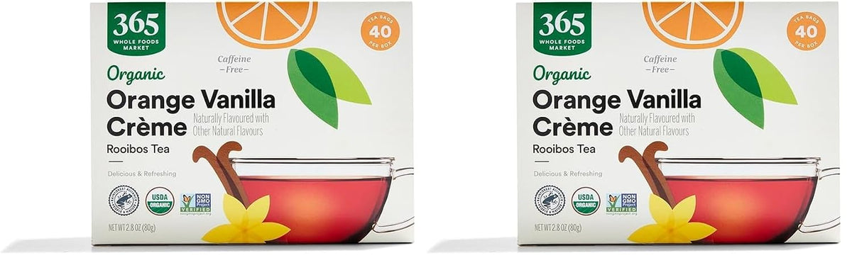 365 by Whole Foods Market, Organic Orange Vanilla Crème Rooibos Herbal Tea, Caffeine Free, 40 Count