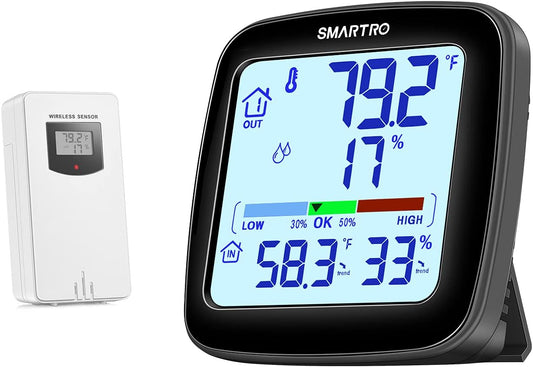 SC92 Professional Digital Wireless Indoor Outdoor Thermometer | Hygrometer Room Humidity Gauge Temperature and Humidity Meter Pro Accuracy Calibration