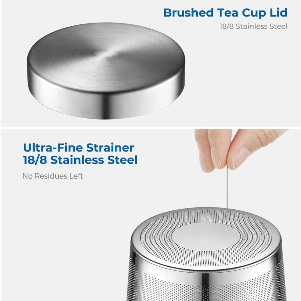 16.9 oz Borosilicate Glass Tea Mug with Stainless Steel Infuser & Lid –A 500mL heat-resistant glass teacup designed for brewing loose-leaf tea. Durable, elegant, and perfect for easy use