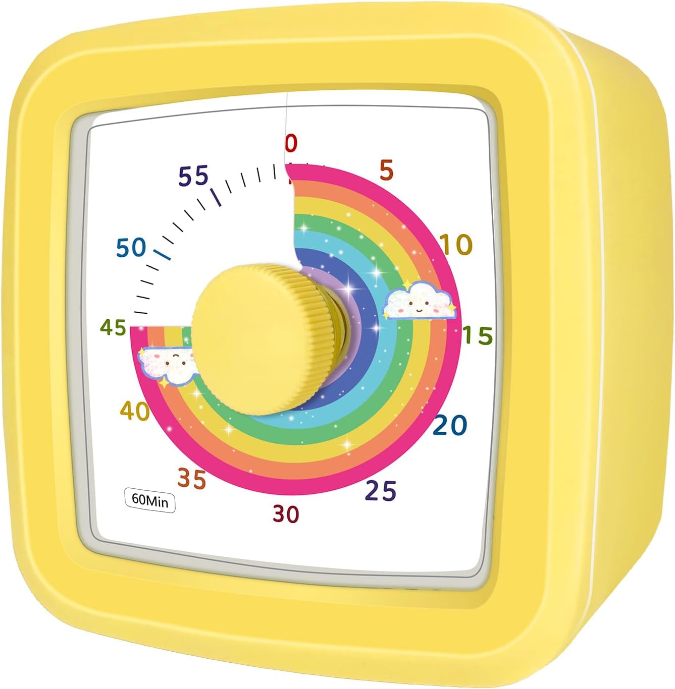Visual Timer for Kids 60 Minute Countdown Clock – Silent Cube Timer with Rainbow Cloud Design, Plastic Kids Visual Timer, Toddler Timers for Classroom Home Kitchen Study Tools, Green