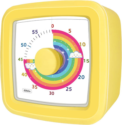 Visual Timer for Kids 60 Minute Countdown Clock – Silent Cube Timer with Rainbow Cloud Design, Plastic Kids Visual Timer, Toddler Timers for Classroom Home Kitchen Study Tools, Green