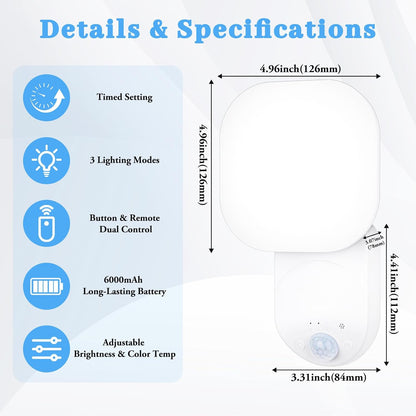 Yochoice Rechargeable Motion Sensor Wireless Dimmable LED Wall Lights with Remote, Closet Lights Battery Operated with Adjustable Lighting and Angle, for Closet Pantry Bedroom Garage, 2 Packs
