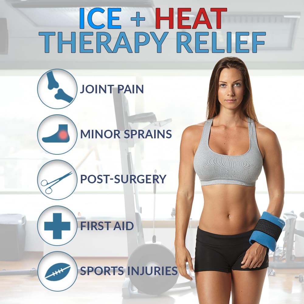 ComfiLife Knee Ice Pack with Wrap Reusable Hot & Cold Therapy Gel Pack Adjustable Compression Support for Injuries, Pain, Surgery, Arthritis, Meniscus and More