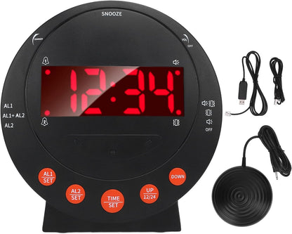 Fabater Vibrating Alarm Clock, Powerful Bed Shaker for Heavy Sleepers LED Vibration Reminder Clock Dual USB Charging Alarm with Adjustable Brightness Stepless Volume Control for